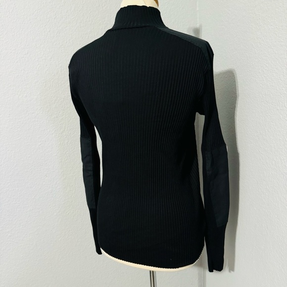 Zara Women Black Combination Turtleneck Long Sleeves Rib Tonal Appliqué Top Sz L - Picture 14 of 17
